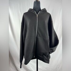 BoohooMAN Fleece Lined Black Zippered Hoodie